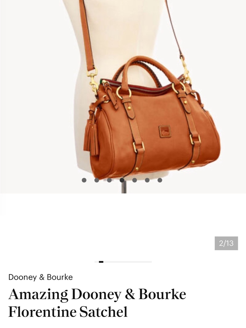Dooney & Bourke Cognac Leather Satchel with Gold Hardware - Picture 13 of 13